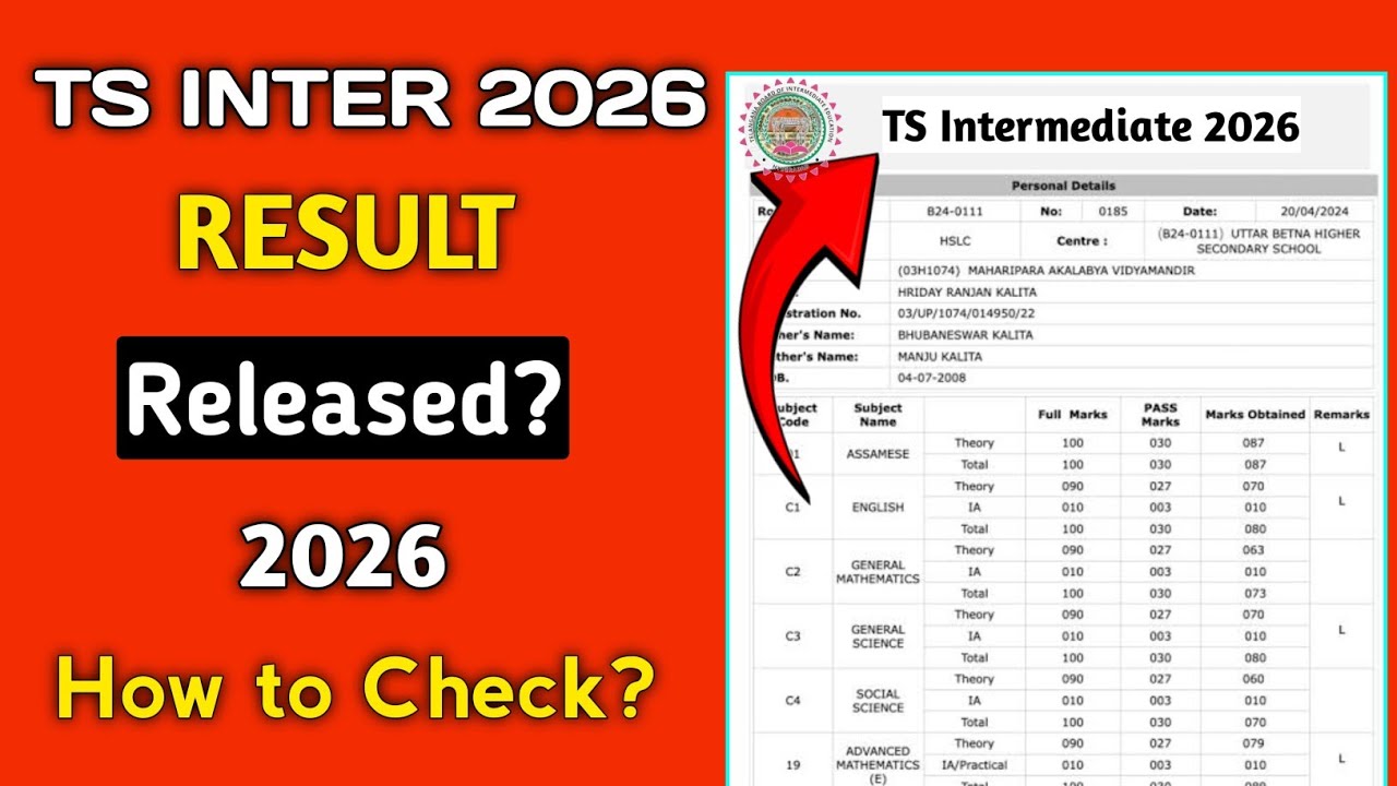Ts inter 2026 result | TS Intermediate Result 2026 | Telengana Inter result