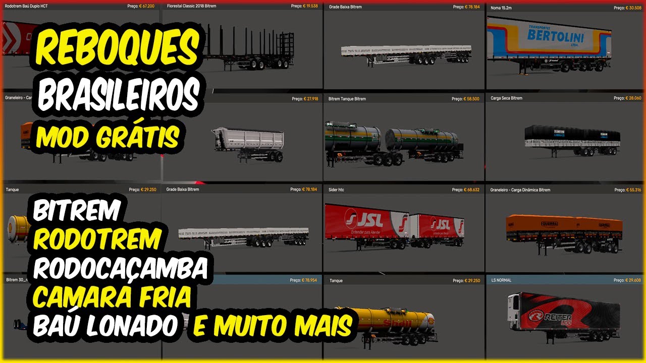 REBOQUES BRASILEIROS GR&Aacute;TIS  PARA EURO TRUCK SIIMULATOR 2 1.56