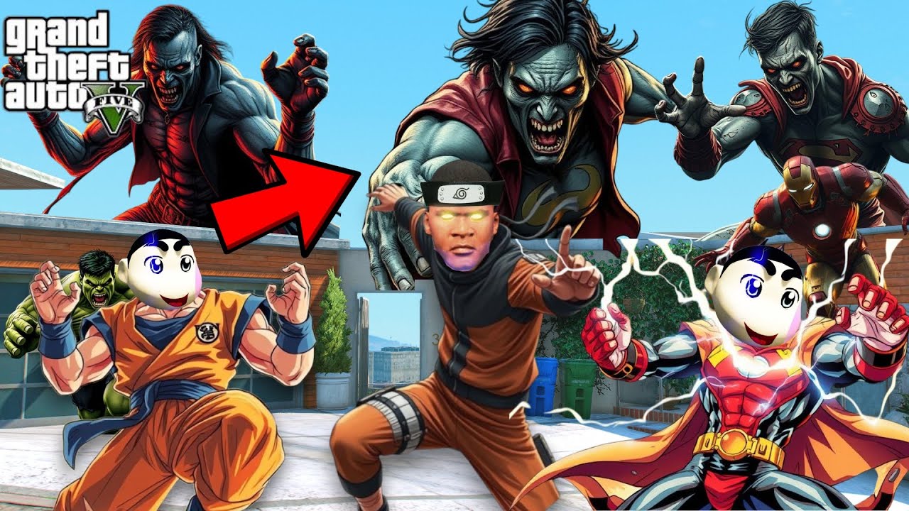 GTA 5 : Franklin Become Naruto and Shinchan Become Goku To Fight Zombies In GTA 5 !