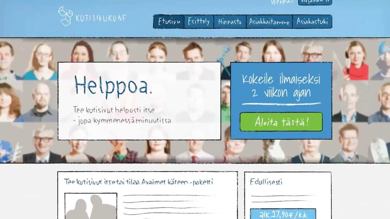 Kotisivut helposti - katso esittelyanimaatio Kotisivukone-palvelusta