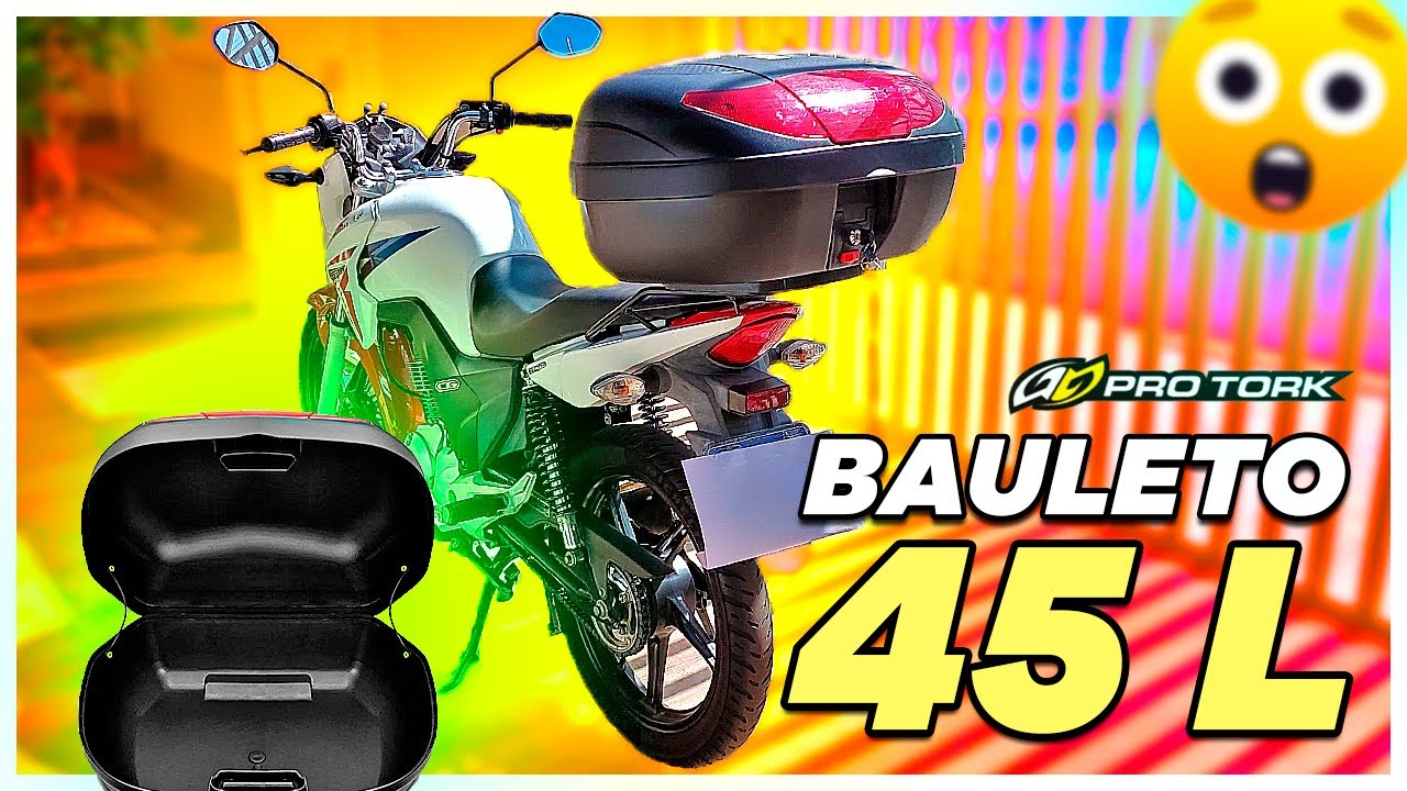 Baú PRO TORK 45 Litros é Bom? Cabe 2 Capacetes? Como Abrir? (REVIEW COMPLETO)