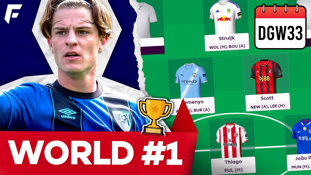 FPL GW33 RANK 1 TEAM SELECTION 🌍 FREE HIT + BENCH BOOST TEAM 🏆