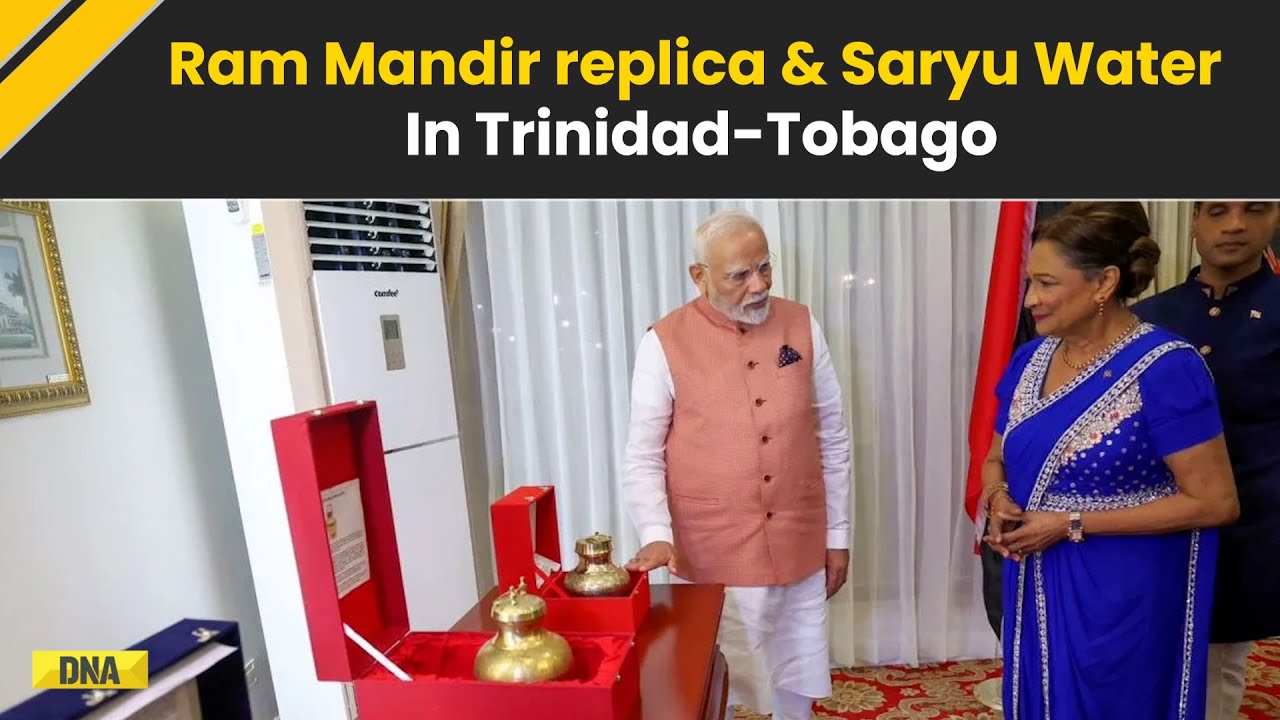 PM Modi Presents Ram Mandir Replica, Waters From Saryu To The PM Of Trinidad & Tobago