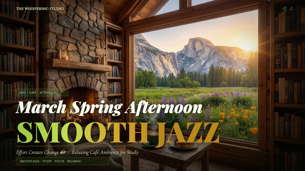 March Spring Afternoon Smooth Jazz 🌿 Effort Creates Change ☕ Relaxing Café Ambience for Study