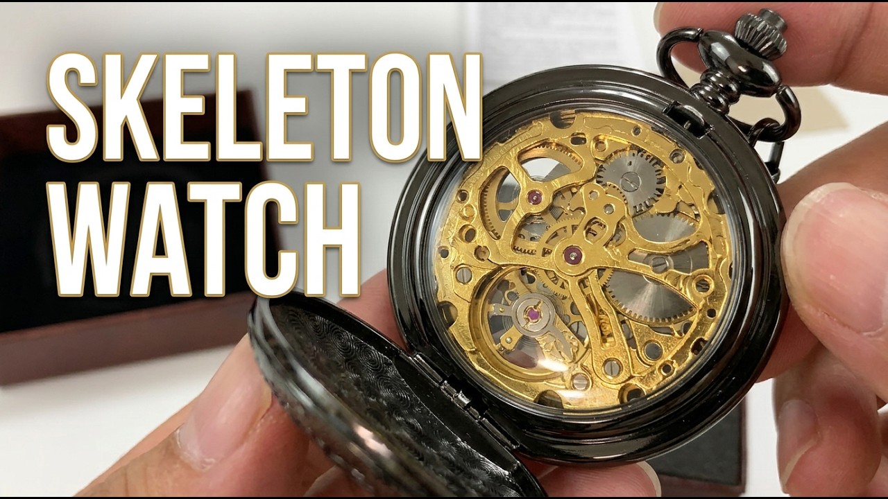 Double Cover Skeleton Mechanical Movement Pocket Watch Review