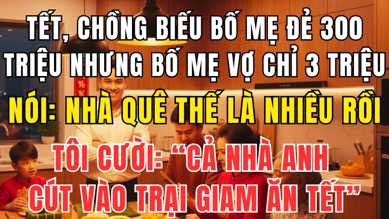 Tết Chồng Biếu Bố Mẹ 300 Triệu, Bố Mẹ Vợ 3 Triệu Rồi Mỉa Mai 