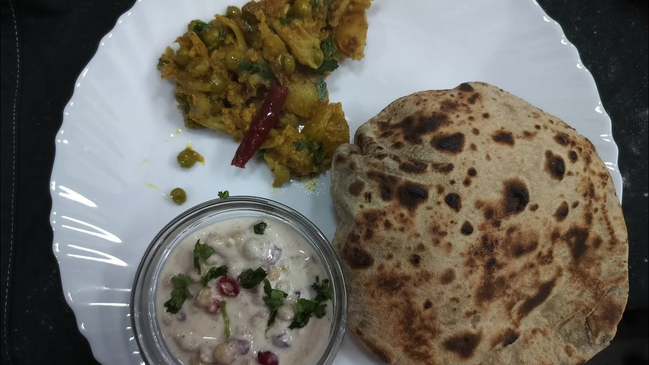 Bajre ki roti ll aaloo matar gobi ki sabji aur raita ki recipe #bajrekiroti #raita #gobhisabji 