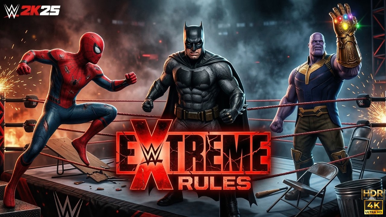 Spider-Man vs Batman vs Thanos – EXTREME RULES Match | WWE 2K25
