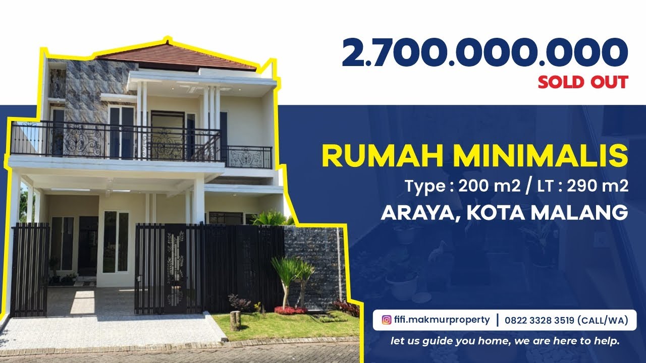 [SOLD OUT] RUMAH MODERN MINIMALIS PERUMAHAN ARAYA KOTA MALANG 🏠🏠 || KAWASAN ELITE, NYAMAN, & AMAN