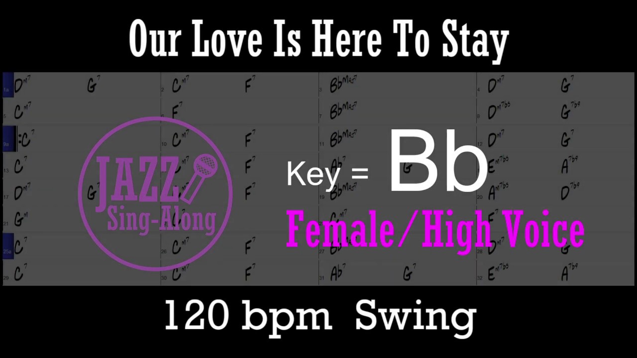 Our Love Is Here To Stay - with Intro + Lyrics in Bb (Female) - Jazz Sing-Along