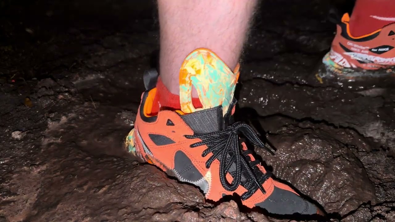 Brand New Off-White x Nike Air Terra Forma playing in a mud puddle