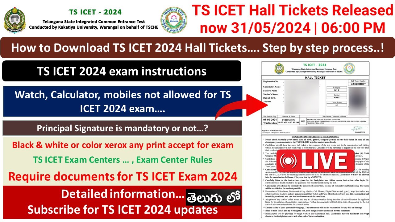 TS ICET Hall Tickets are released 2024 | #tsicethallticket2024 step by step process  Detailed info