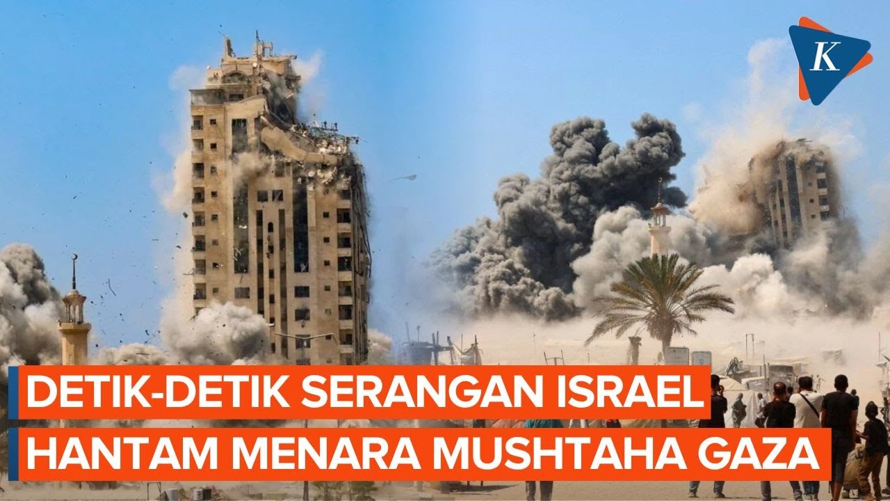 Detik-detik Gedung Pengungsian Warga Gaza Ambruk Diserang Israel