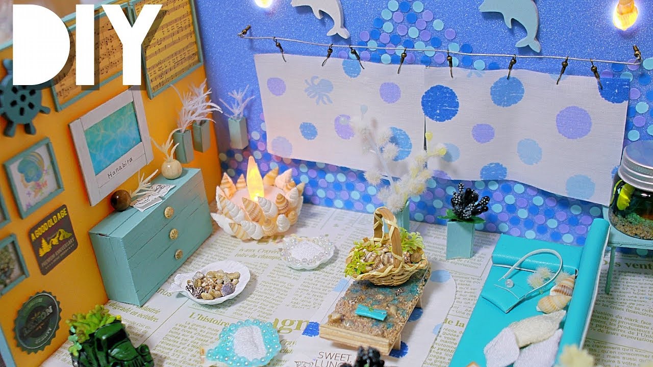 DIY☺︎【100円ショップ】夏の思い出。そうだ、海のお部屋を作ろう。  100円の材料でdollhouse の作り方