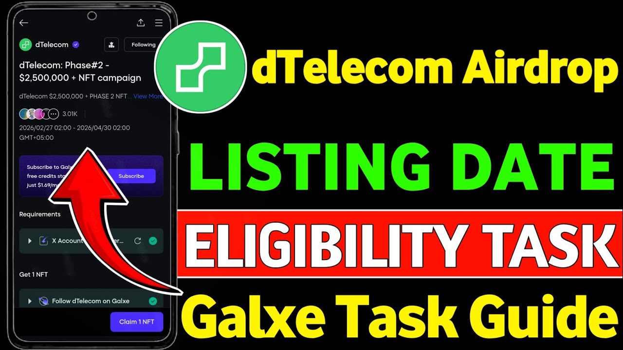 dTelecom Airdrop New Update || dTelecom Airdrop Listing Date || dTelecom Airdrop Galxe Task Guide