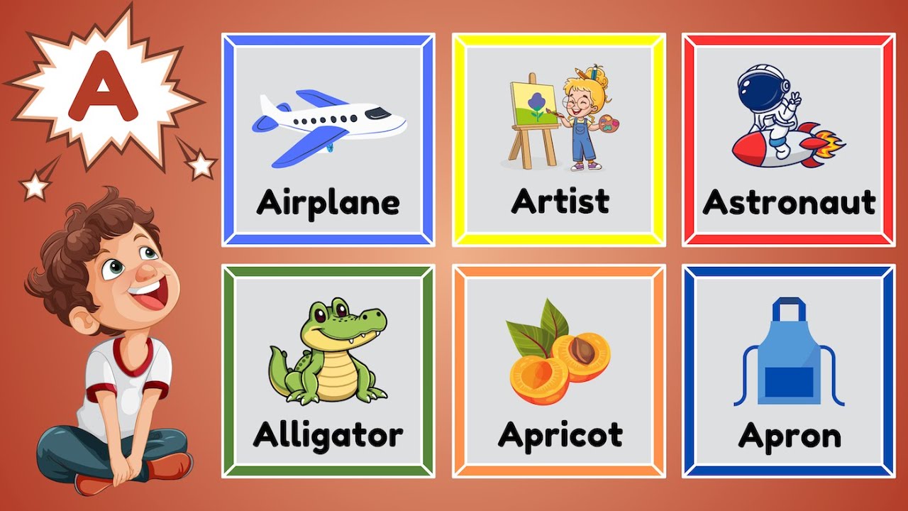 ABC Flash Cards Words for Toddlers | Alphabet Words A to Z | Learning Words for Toddlers