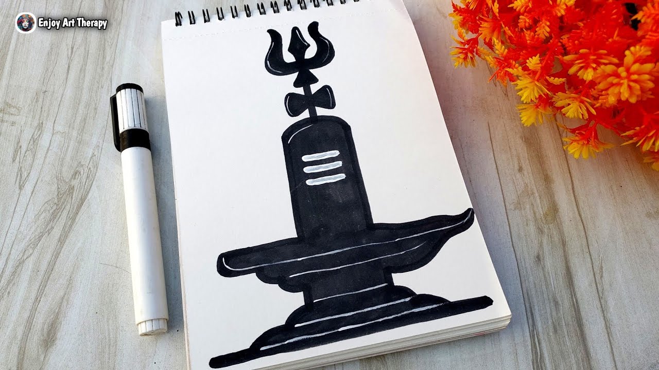 Shivling Drawing With Black Marker 😍 || Shivratri Special Drawing || Shivling Drawing Easy 