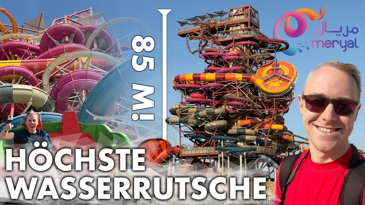 Wir testen die H&Ouml;CHSTE Wasserrutsche der Welt! - Verr&uuml;ckter MEGA-Wasserpark | Meryal Vlog 🇶🇦