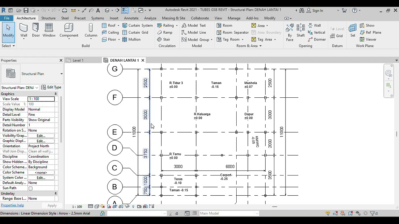 GAMBAR STRUKTUR BANGUNAN MENGGUNAKAN AUTODESK REVIT