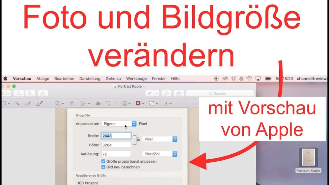 Foto und Bildgr&ouml;&szlig;e ver&auml;ndern mit Vorschau von Apple / Mac Tutorial