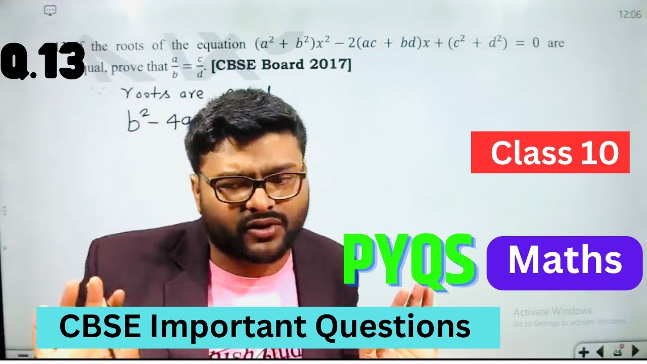 If the roots of the equation (a^2+ b^2 ) x^2-2(ac + bd)x+(c² + d²) = 0 are equal, prove that a/b=c/d