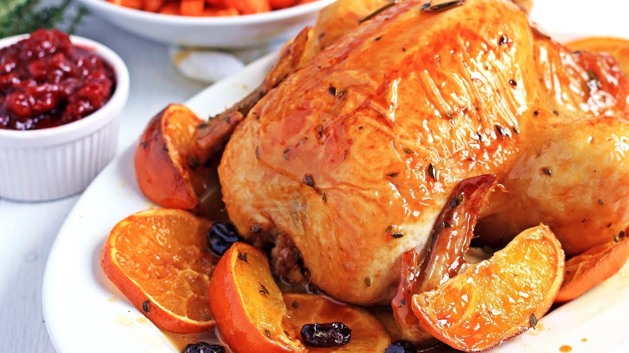 Whole Roasted Orange Chicken Recipe | Thanksgiving Recipes