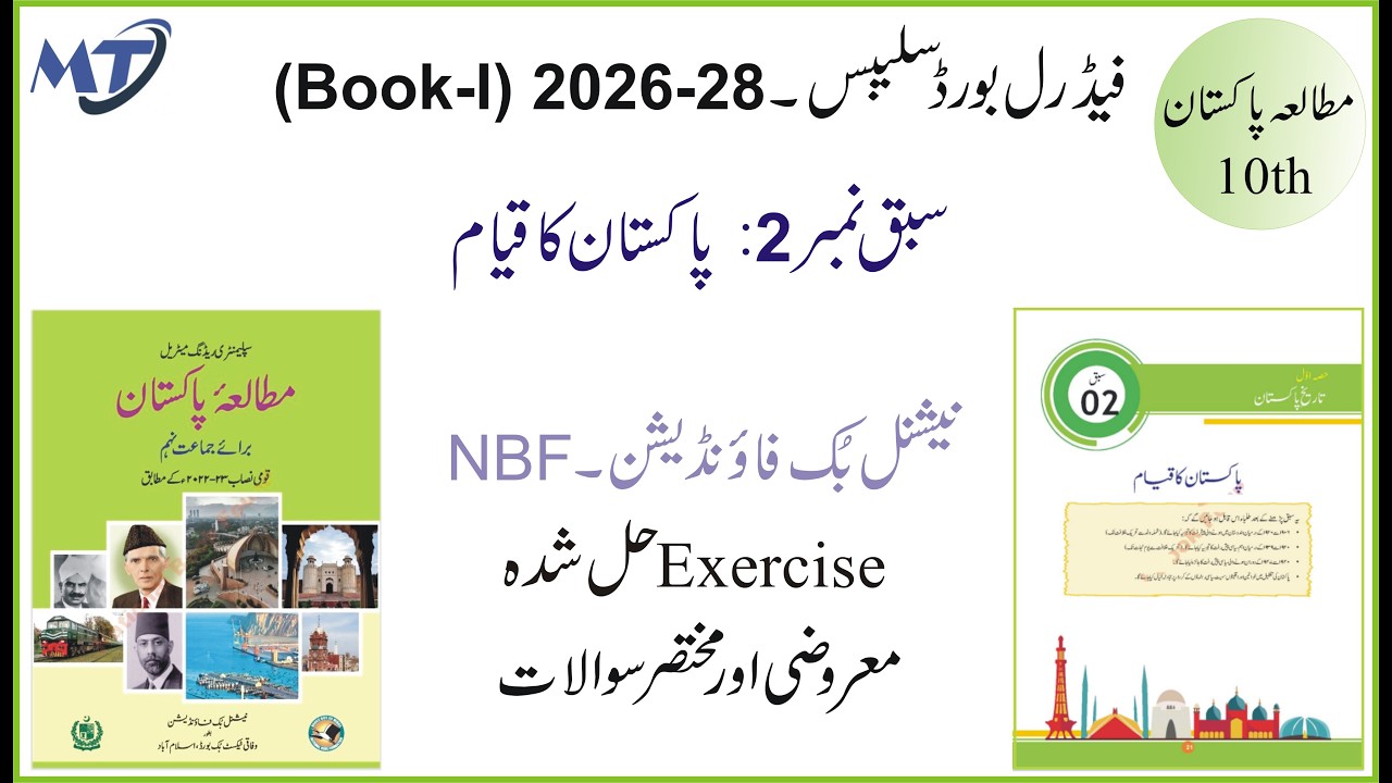 Pakistan Studies 9th Federal Board FBISE new book 2024 Chapter 2 MCQs and Short Qs Unit 2 in Urdu