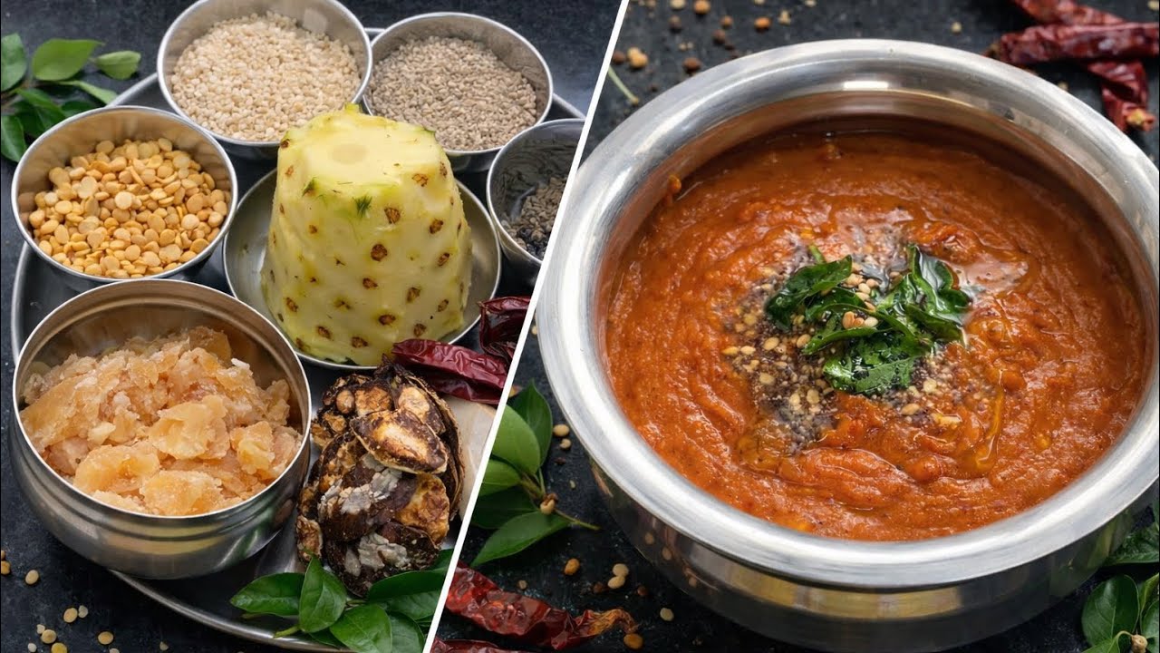 Pineapple Gojju | Sweet side dish for chapati, dosa or rice for kids #pineapple #gojju #sidedish