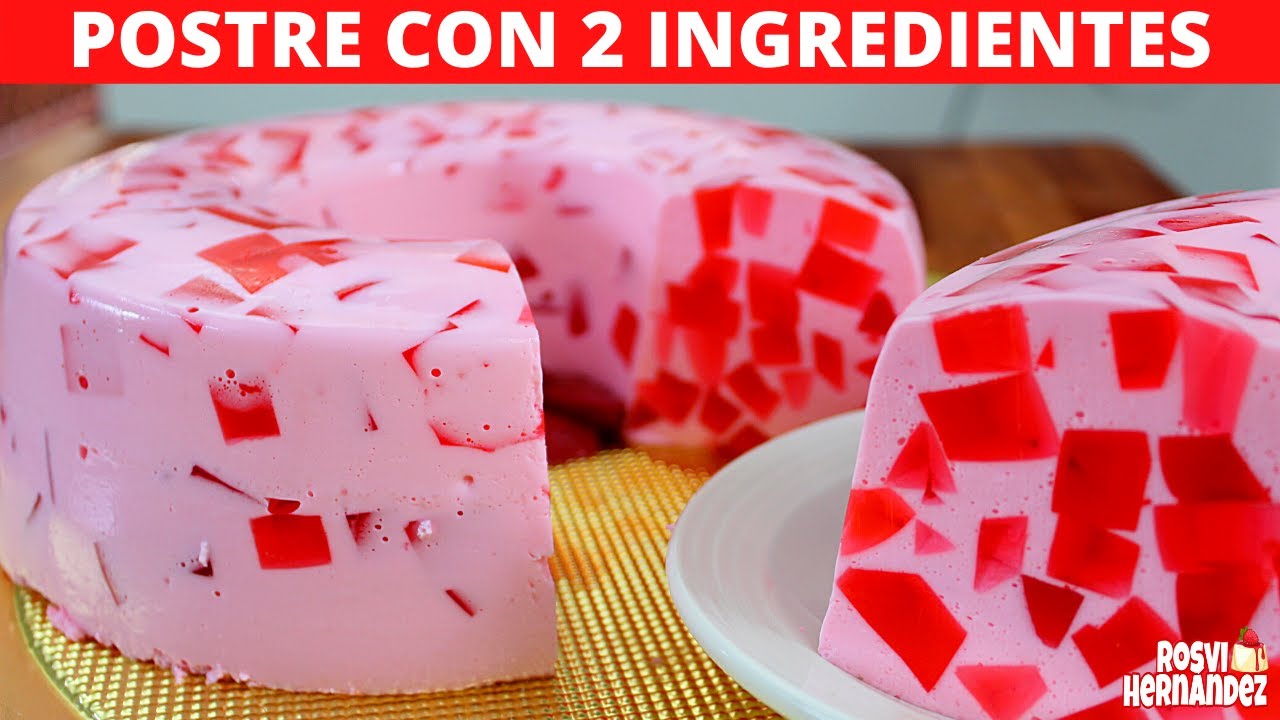 GELATINA 2 INGREDIENTES SUPER CREMOSA FRESAS CON CREMA|ROSVI HERNÁNDEZ