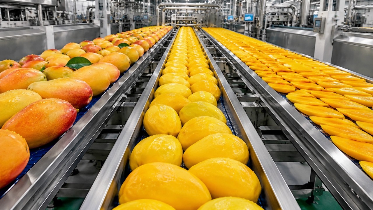 Automated Factory: Dried mango slices - Giant Machine Harvesting