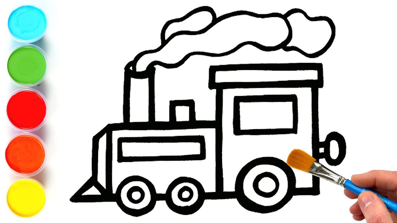 Train Drawing, Painting and Coloring for Kids & Toddlers | Easy Vehicle Drawings