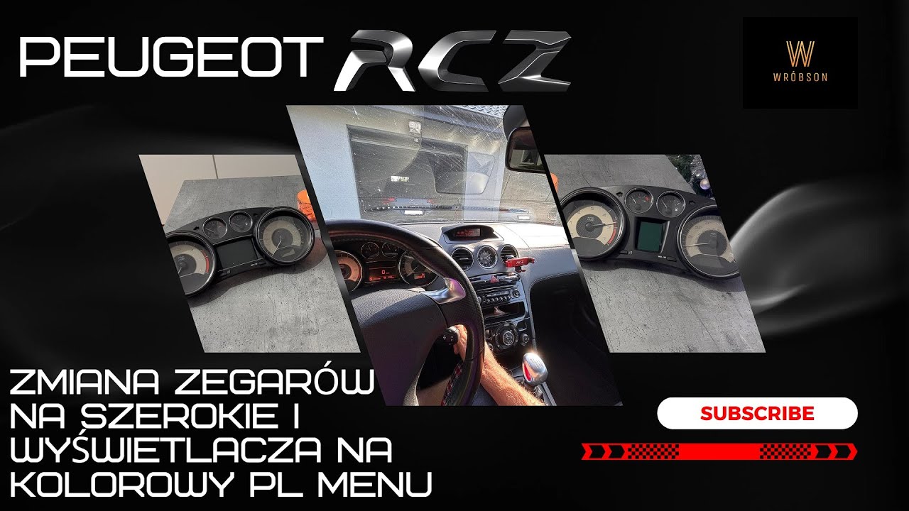 Peugeot RCZ zmiana zegarów licznika z wąskich na szerokie kolorowy wyświetlacz i Polskie menu