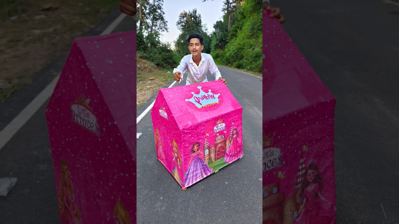 Amazing pink tent house unboxing and review test |
