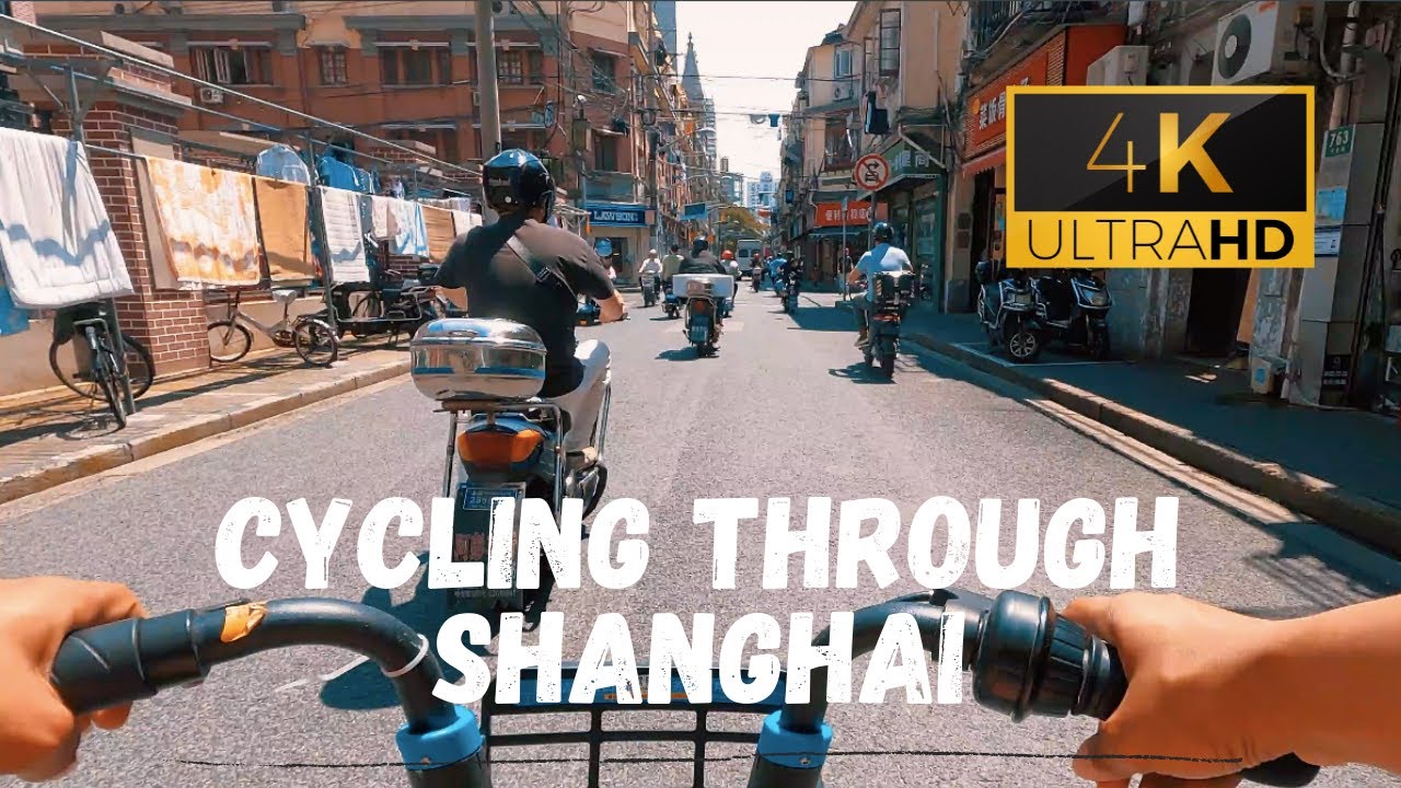 4K | Cycling through the streets of Shanghai, China 2021