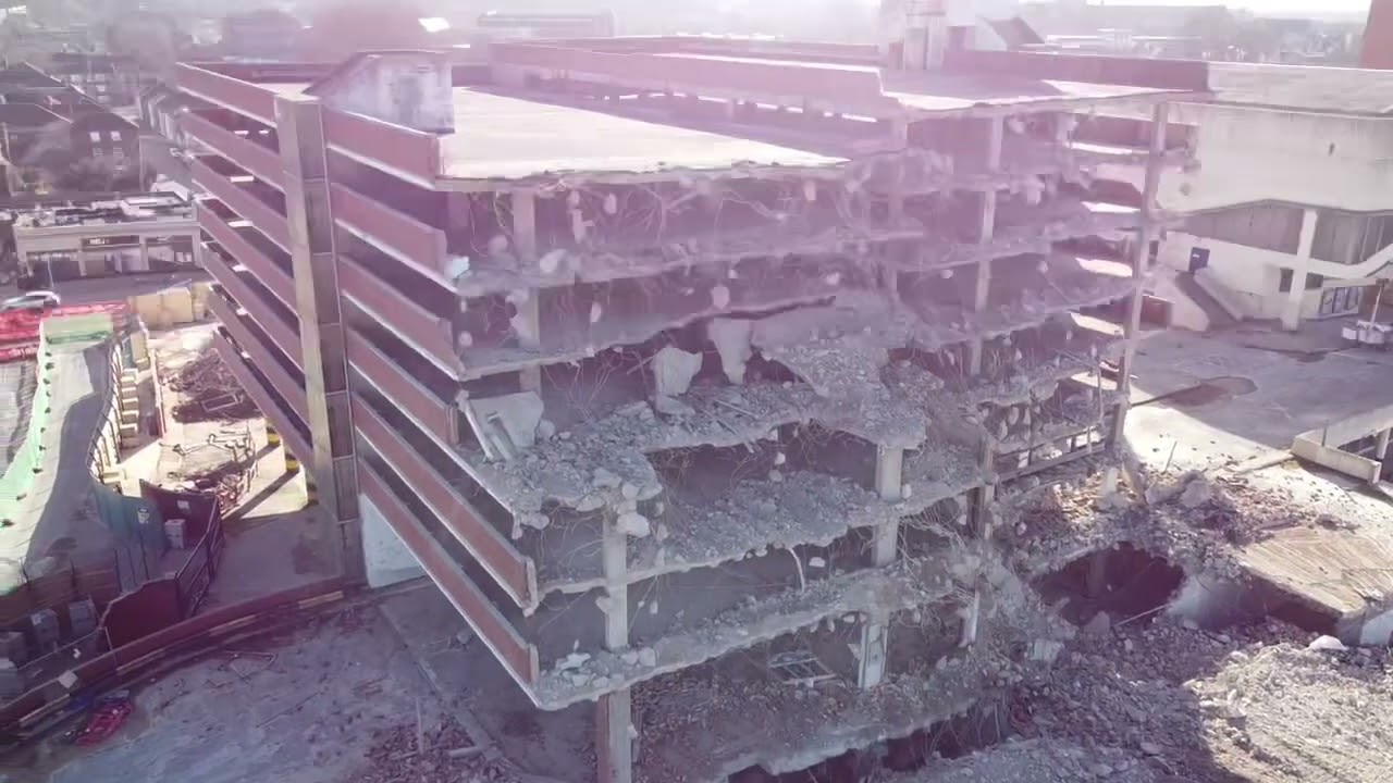 Anglia Square Car Park is under half way of being demolished 