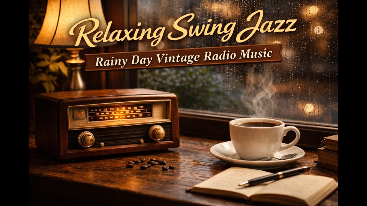 Relaxing Swing Jazz 🌧️ Rainy Day Vintage Radio Music