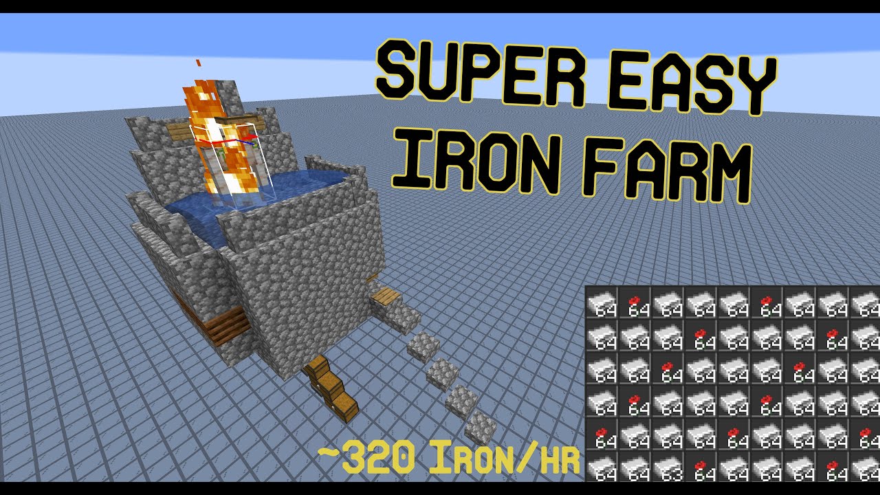 Простая ферма железа в Minecraft (Java 1.15-1.19)