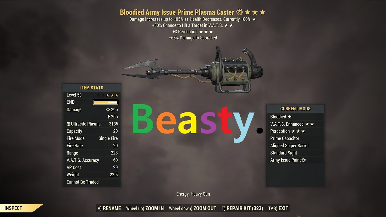 Fallout 76: Bloodied Plasma Caster Is Beasty!