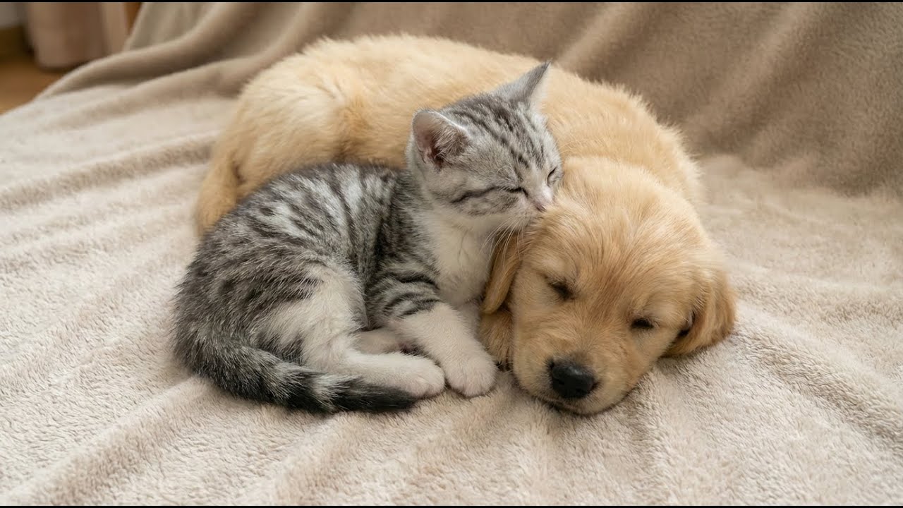 子犬と子猫のじゃれ合いが可愛すぎる!