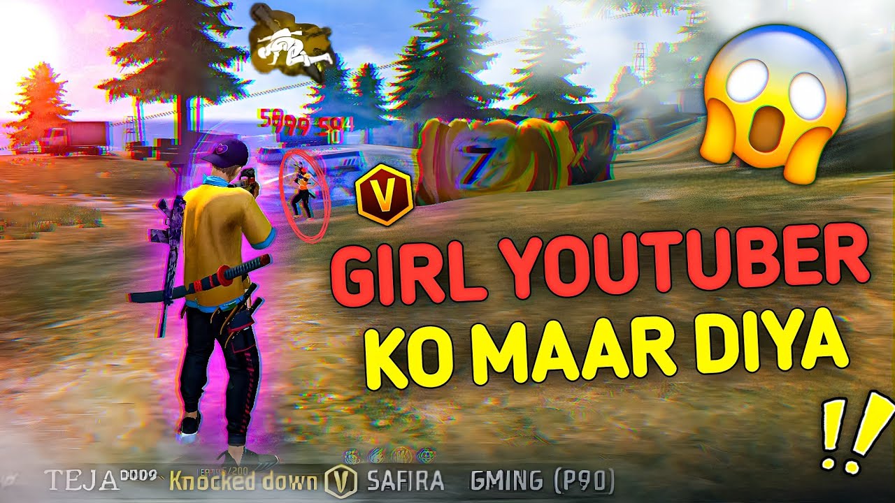 I killed V Badge Girl Youtuber 😱 Hacker Player In V Badge Players Squad @safiragaming7768