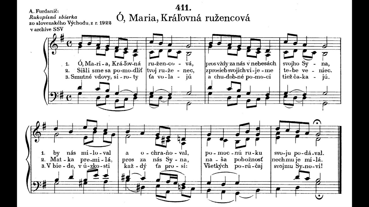 JKS 411 - Ó, Mária, kráľovná ružencová (celá pieseň)