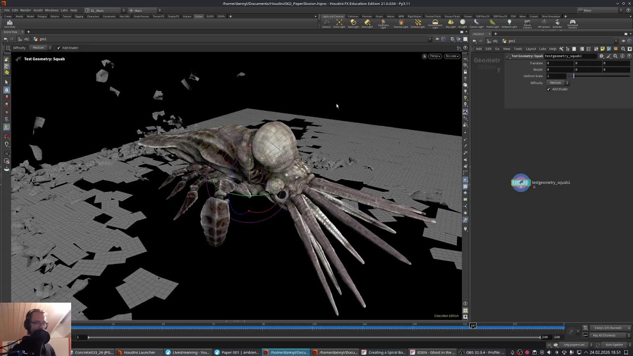 Houdini Live - Vellum Paper Illusion part 2