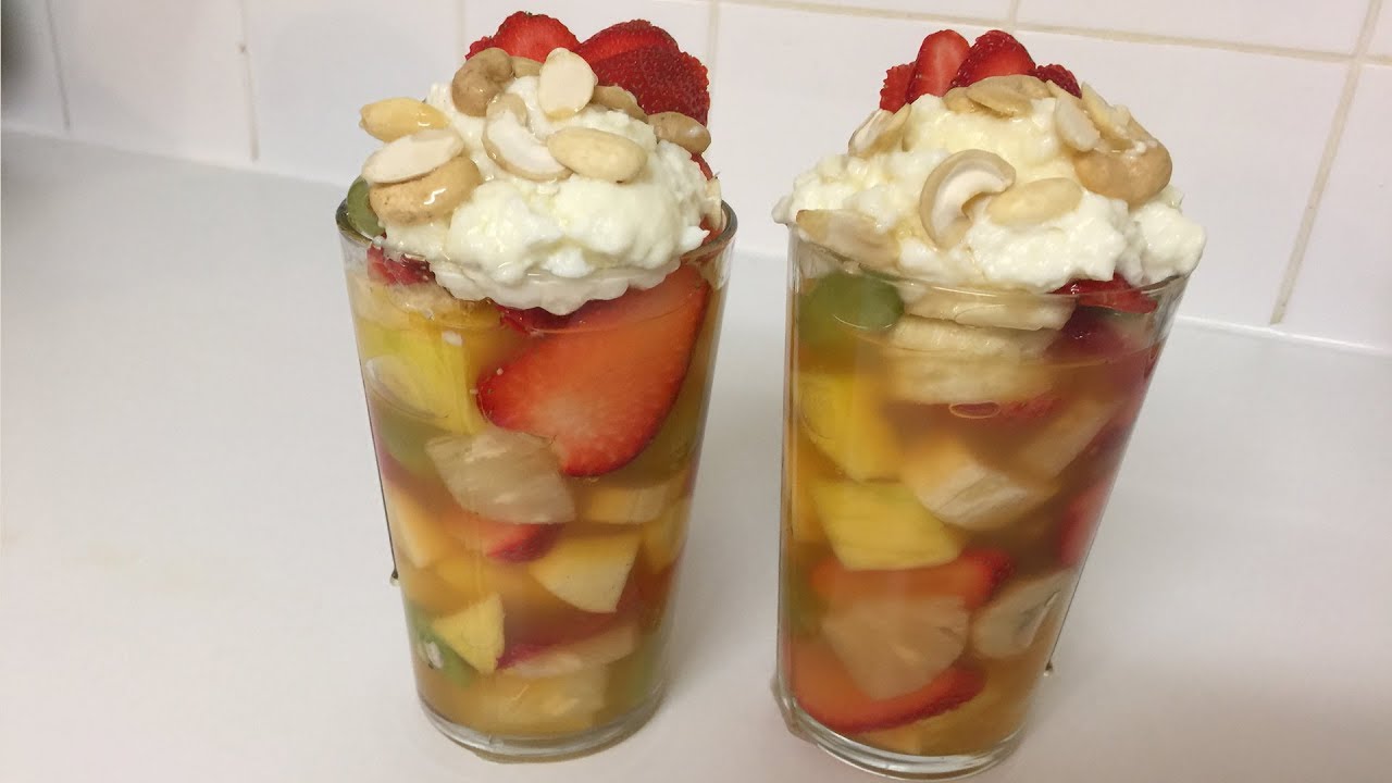 Fruit Cocktail With Ashta - عمل كوكتيل فواكه شقف مع القشطة