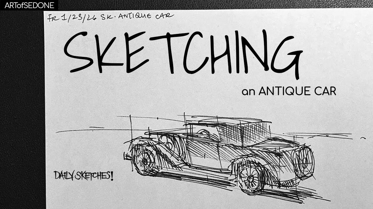 Sketching An Antique Car