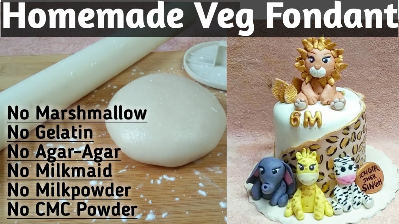 Homemade Veg Fondant Recipe For Beginners + Cake Toppers Tutorial | Basic Fondant Recipe