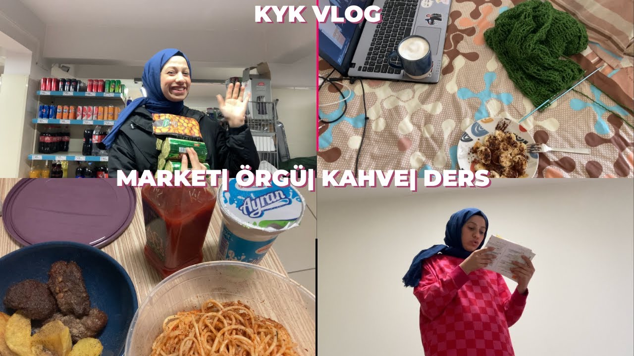 KYK YURDUNDA BİR GÜNÜM| Kpss| Kahve| Çamaşırhane| Market Alışverişi| Yemek| Örgü