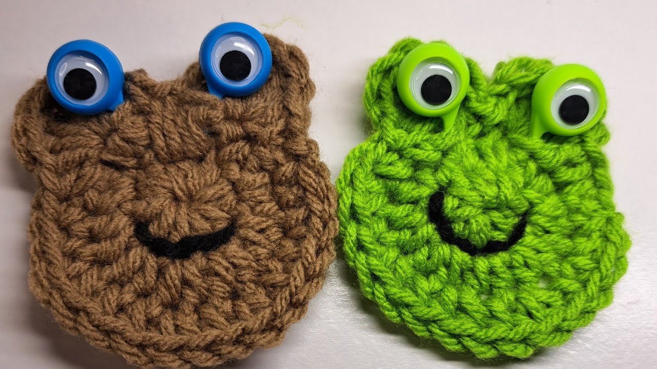 How to Crochet a Googly Eyed Frog Face #crochet #crocheting #Googly Eyed