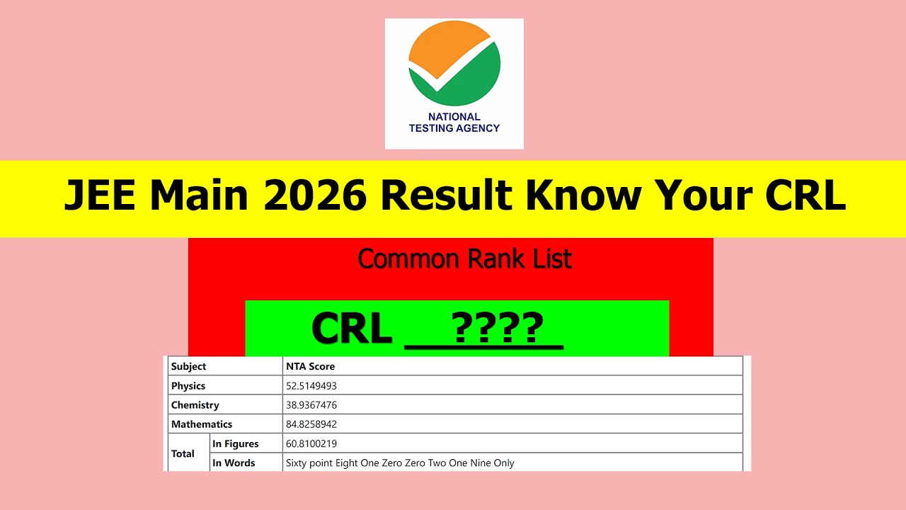 JEE Main 2026 Result Know Your CRL | Common Rank List | Opening and Closing Rank Cutoff