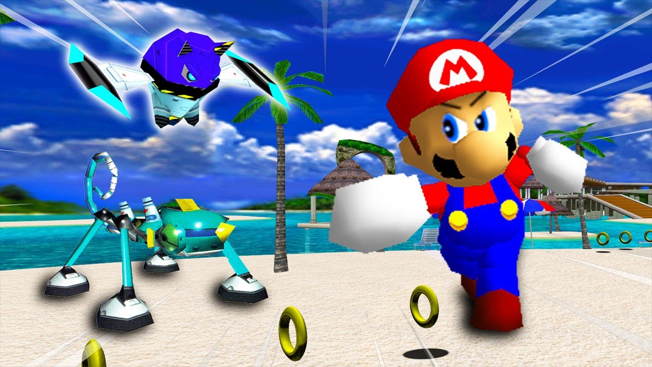Я играю в Sonic Adventure за Марио..?