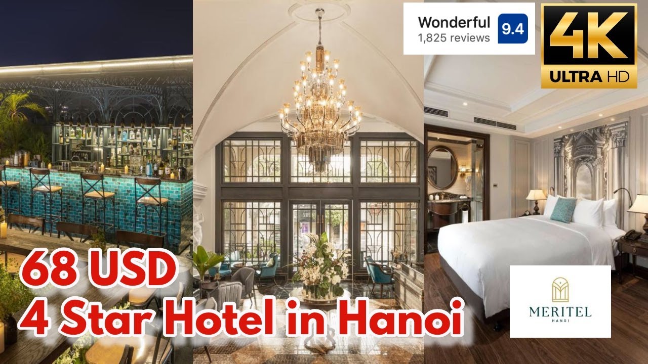 [4K] Meritel Hanoi, Vietnam 4 star Hotel for 68 USD | Spa | Rooftop Pool | Buffet Breakfast
